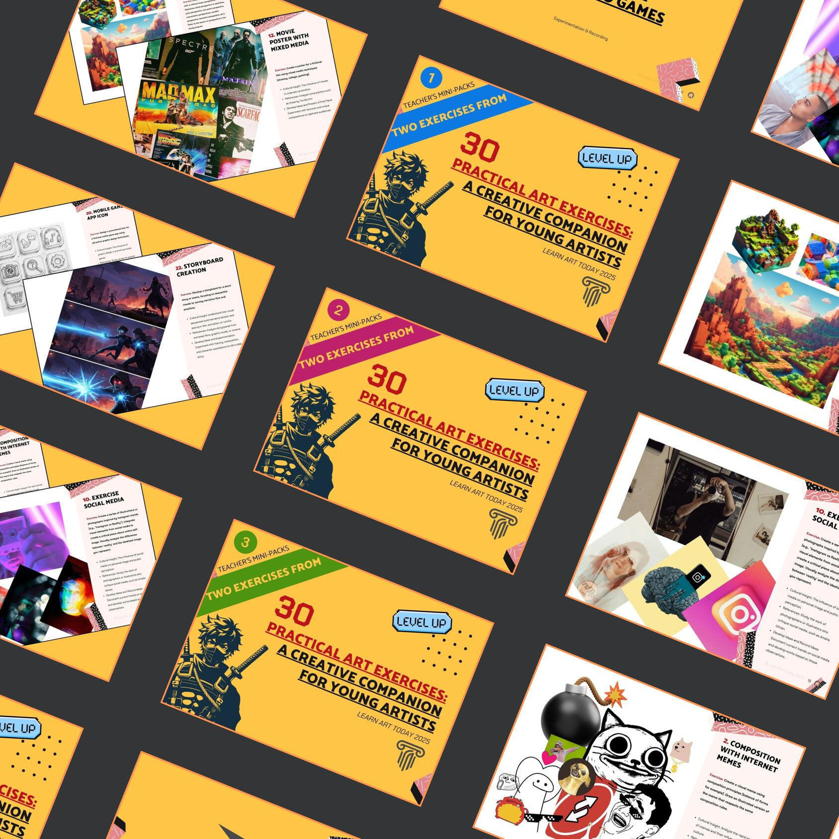 Price chart for Theacher's Mini-Packs art courses, designed for teachers and schools.